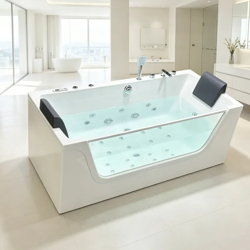 for Three-sided Skirt Surfing Jacuzzi Thermostatic Double Acrylic Adult Bath Tub for B and B Hotel Bathtub with Glass