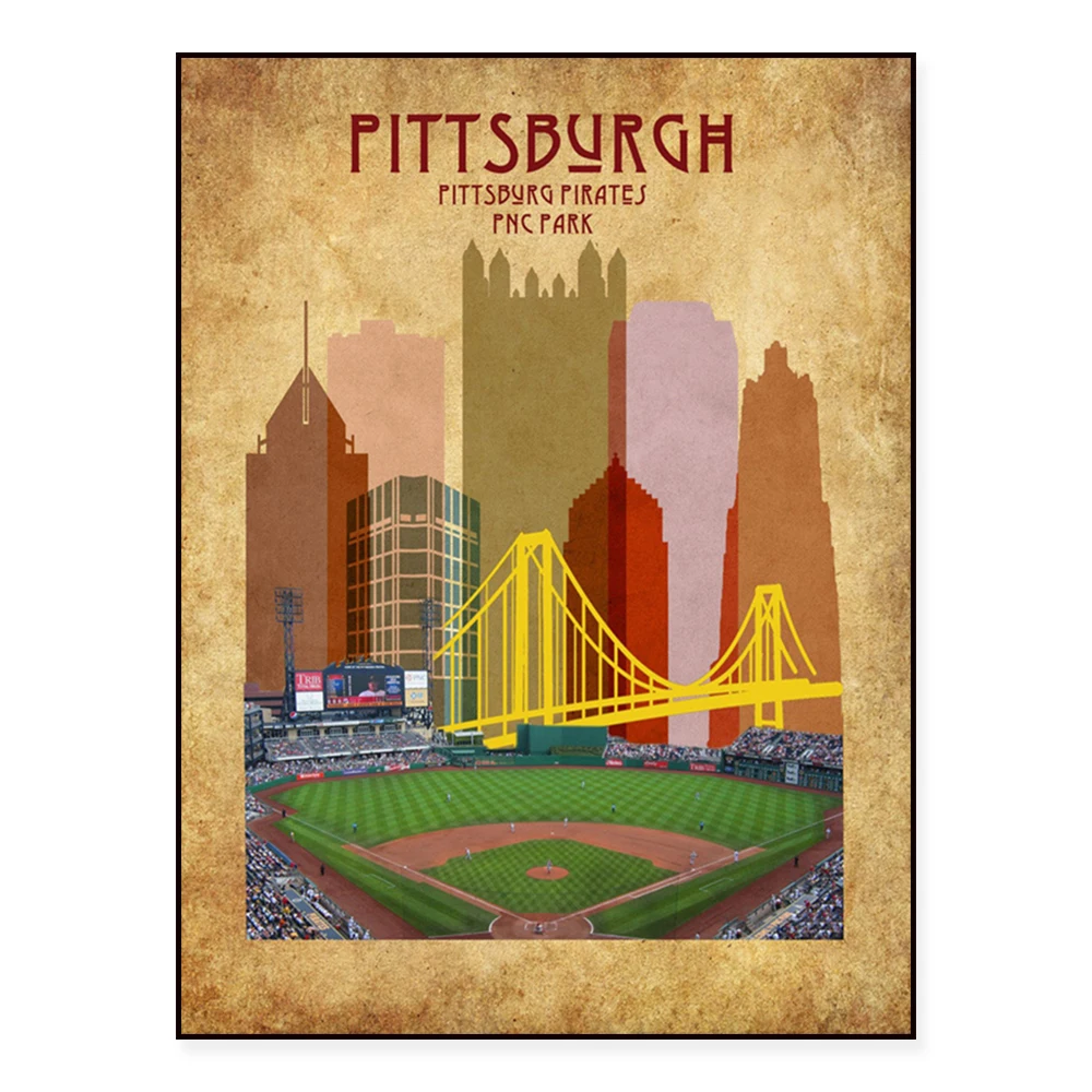Pittsburgh Pirates Poster, Pirate Prints, Pittsburgh Skyline Poster, Pennsylvania Decoration
