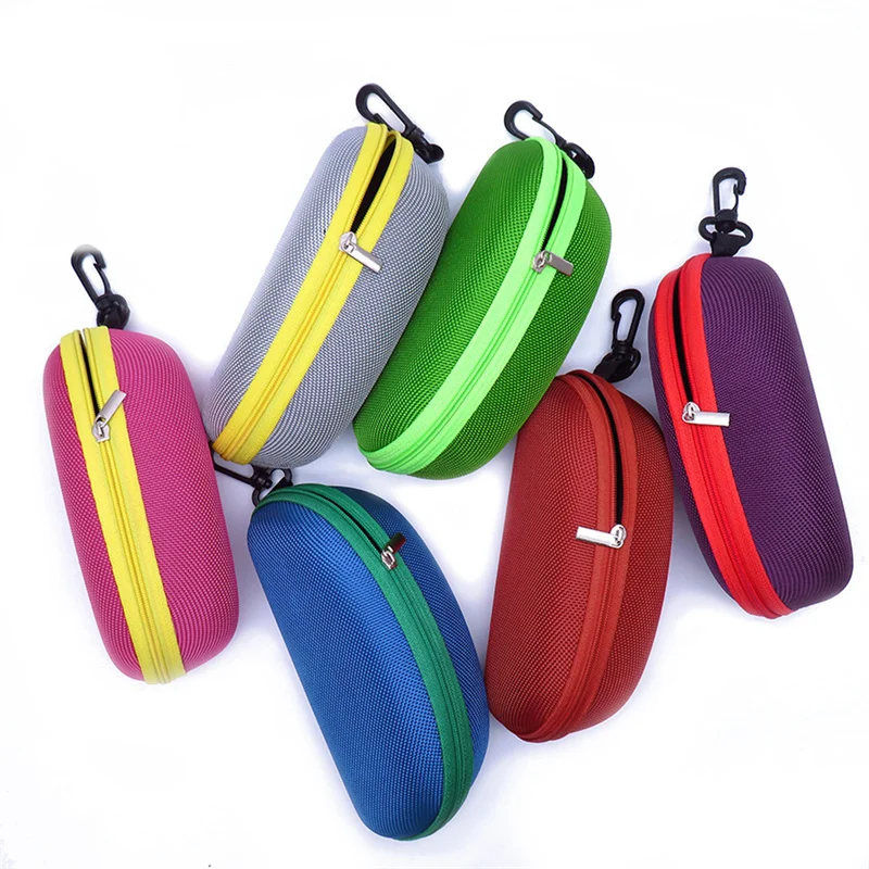 Portable EVA Sun Glasses Case with Carabiner Hook Upscale Colorful Sunglasses Hard Case Zipper Eyeglasses Protector Box Holder