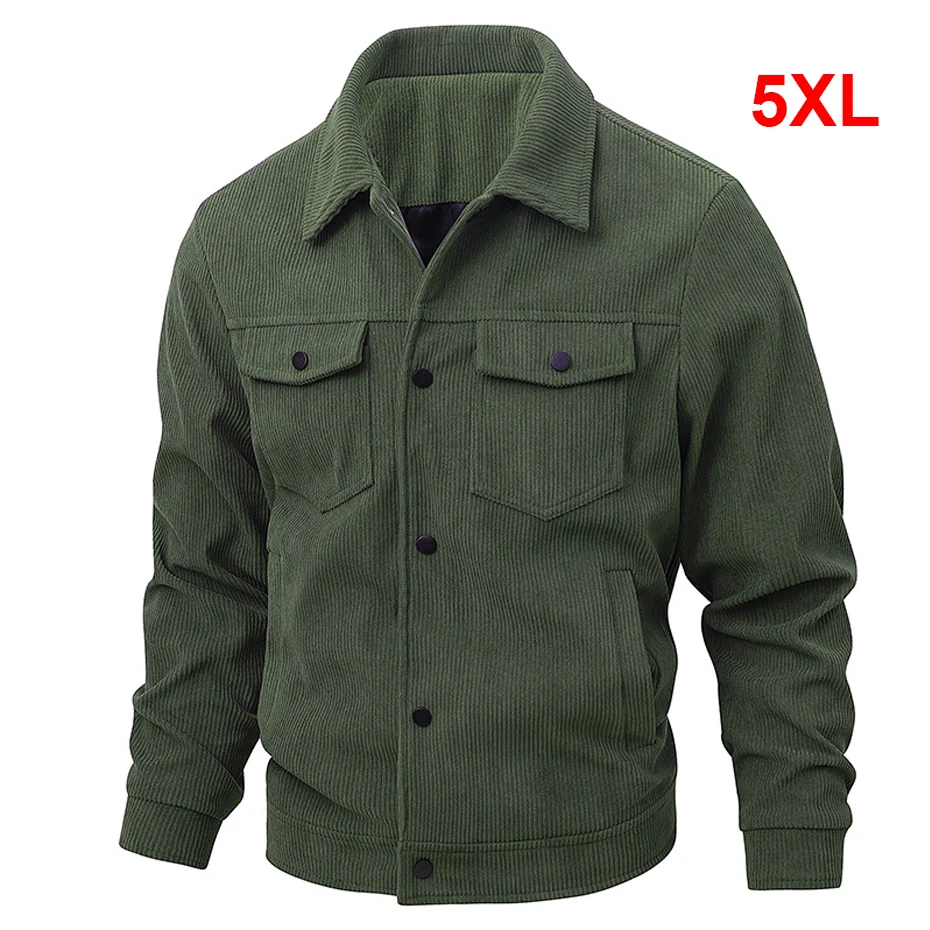 

Spring Autumn Corduroy Jacket Men 5XL Plus Size Cargo Jacket Coat Fashion Casual Solid Color Corduroy Coat Male
