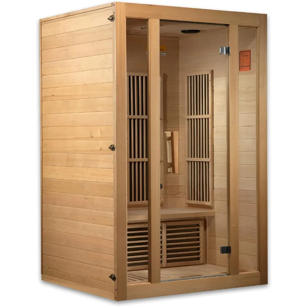 

Hot Tub Sauna Seattle Carbon Far Infrared Sauna Room for 2 People, Hemlock Foot Reflective Heating System Floor Heater Hot Tubs