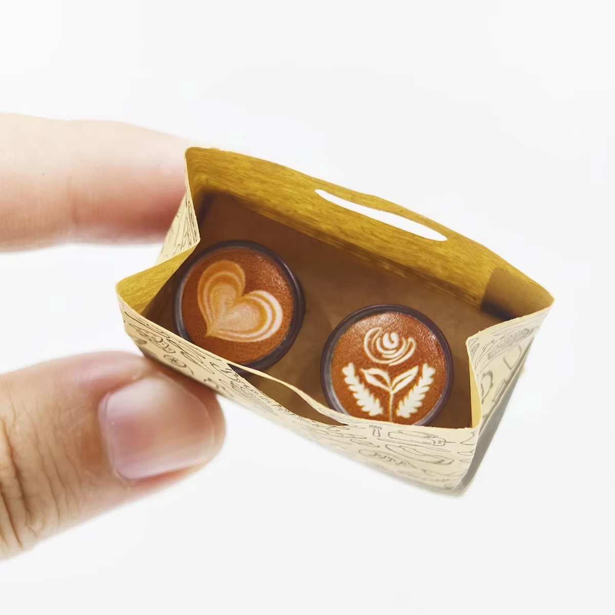 Kuhfell-Papier Backbeutel Kaffee/Tee-Set Modell, Kaffee-Mitnahmebeutel/Aufbewahrungsbeutel. Miniatur-Spielzeug! – Detail 6