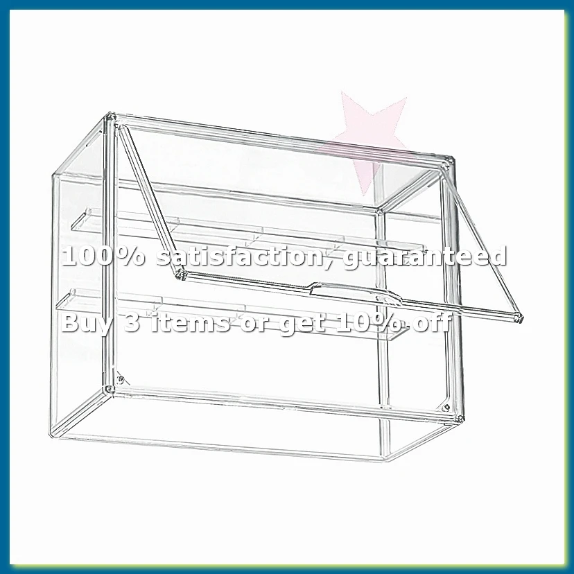 Clear Acrylic Display Case 3 Tier Display Shelf, Stackable Protection Showcase with Magnetic Door for-ABPX