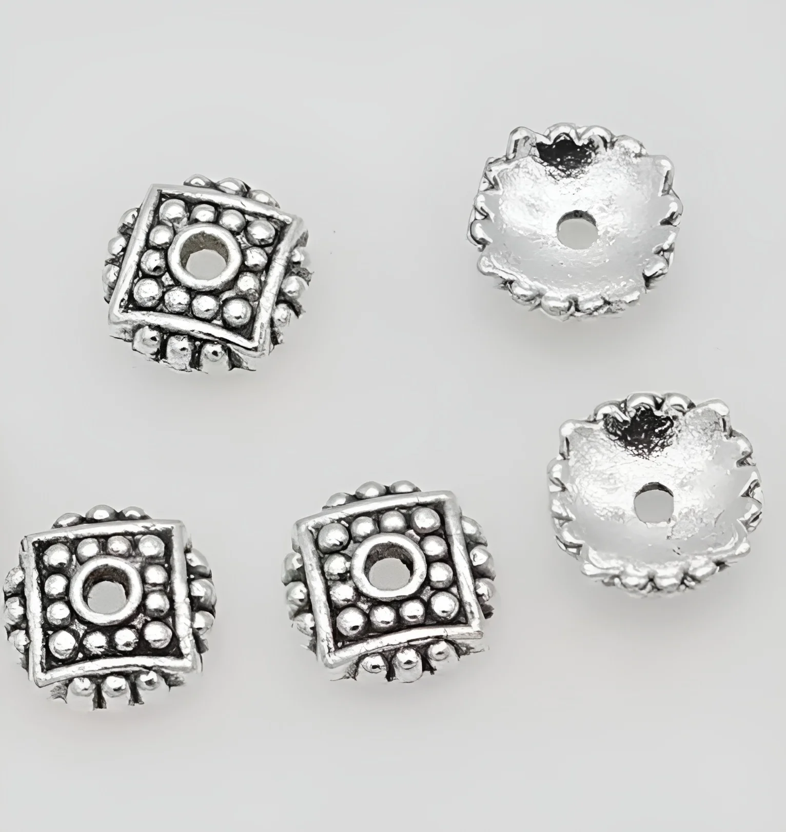 

50pcs 8mm ,hole 1mm Alloy metal tibetan silver vintage bead caps HWYH0100