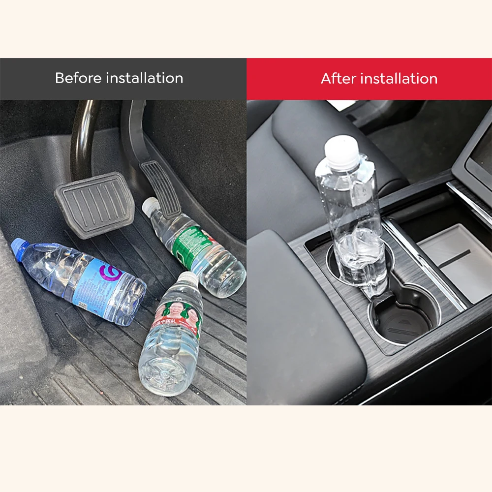 Für Tesla Model Y Launch 2025 Modell 3 Highland 2024 Wasserbechermatte Untersetzer Slots Rutschfeste Matte Wasserdichte Getränkeunterlage Silikon