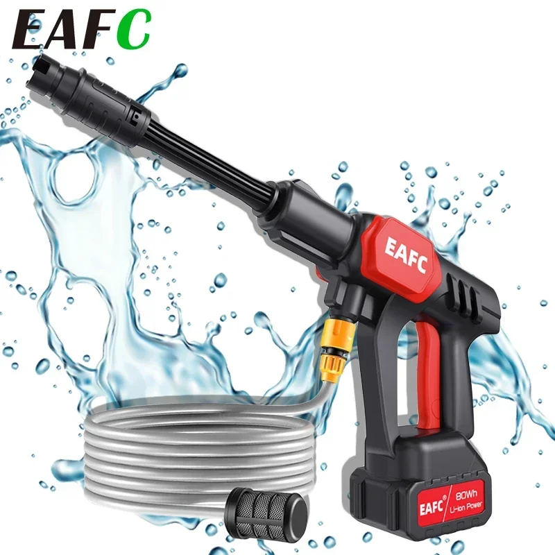 EAFC 100Bar Cordless High Pressure Car Washer Spray Water Gun 775 Motor Foam Generator Washing Machine for Home  Floor