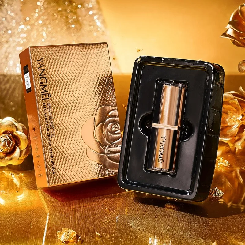 Gold Foil Color Changing Lip Balm, Temperature Sensitive Moisturizing Lipstick, Non‑sticky Cup Hydrating Lip Care Cosmetics for