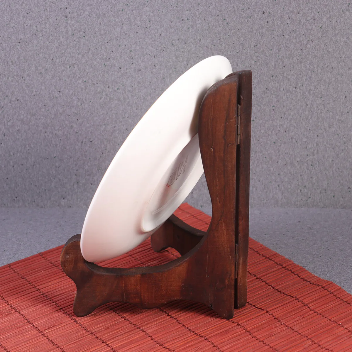 

4PCS Tea Display Stand Wood Plate Wood Display Curved Leg Plate Holder Easel Home Decor Small Item Model