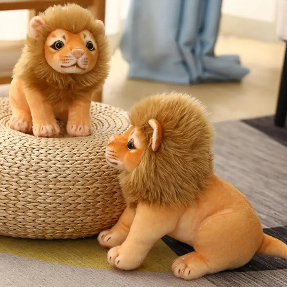 Real Life Lion Stuffed Toy, Brinquedo de pelúcia, Xmas Gift, Simulação Boneca Animal, Modelo bonito, Almofada, Crianças Gfit, 23 cm, 28cm