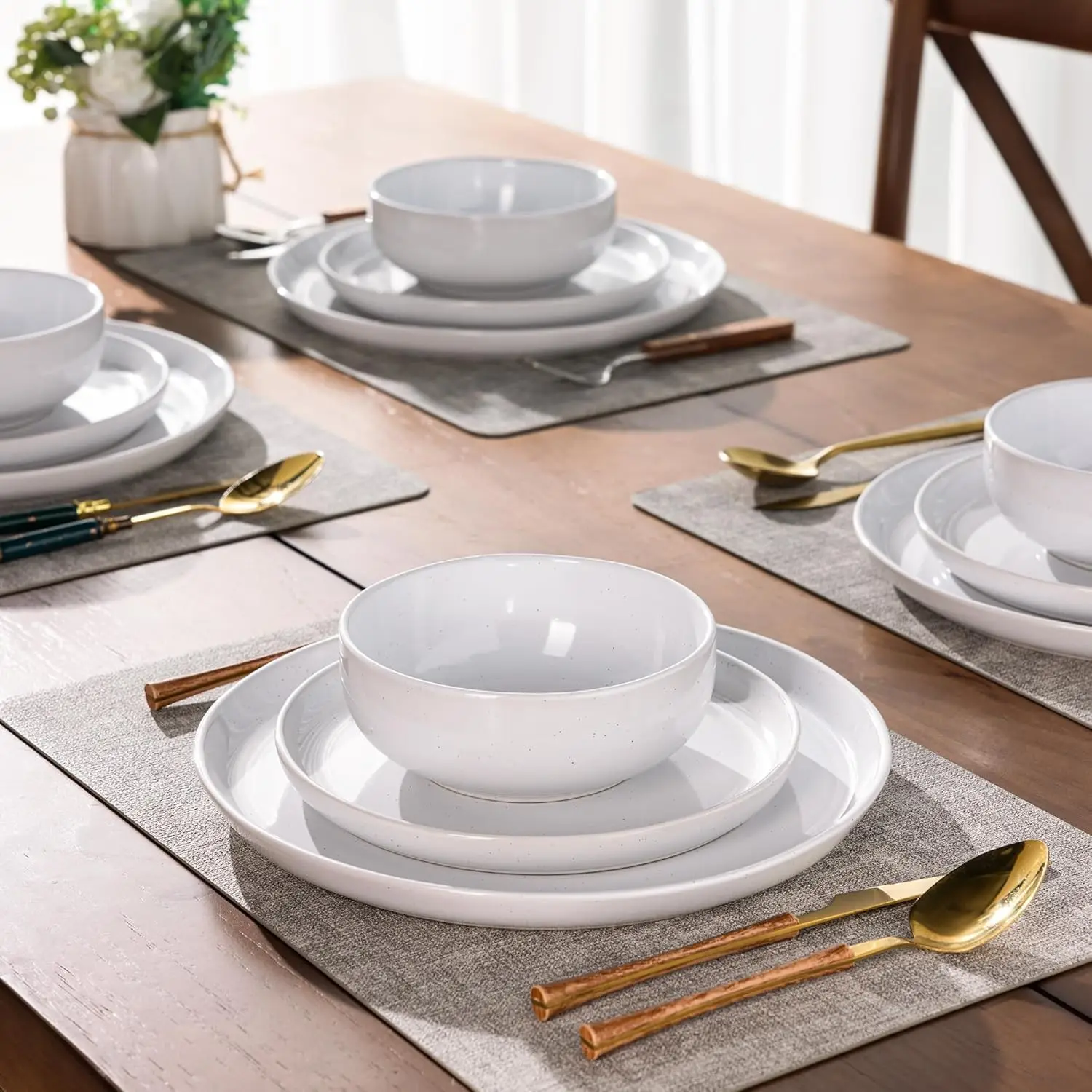 أطقم أواني طعام من السيراميك مكونة من 6 قطع، طقم أطباق وأوعية من الخزف الحجري، طقم أطباق مصنوع يدويًا ومقاوم للخدش، وغسالة أطباق