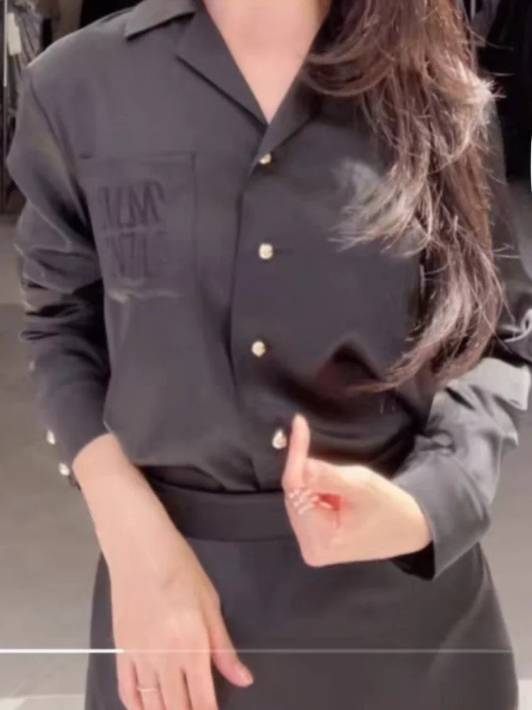 

Элегантная атласная рубашка свободного кроя с отложным воротником на одной пуговице, весенняя новинка в корейском стиле, женский повседневный топ