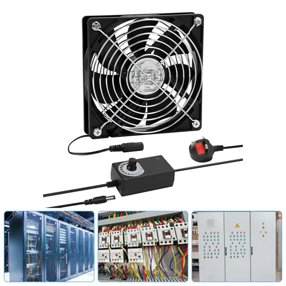 120mm Brushless Adjustable Computer Fan 220V 3V to 12V Speed Control PBT Fire Resistant Metal Mesh Fuse for PC