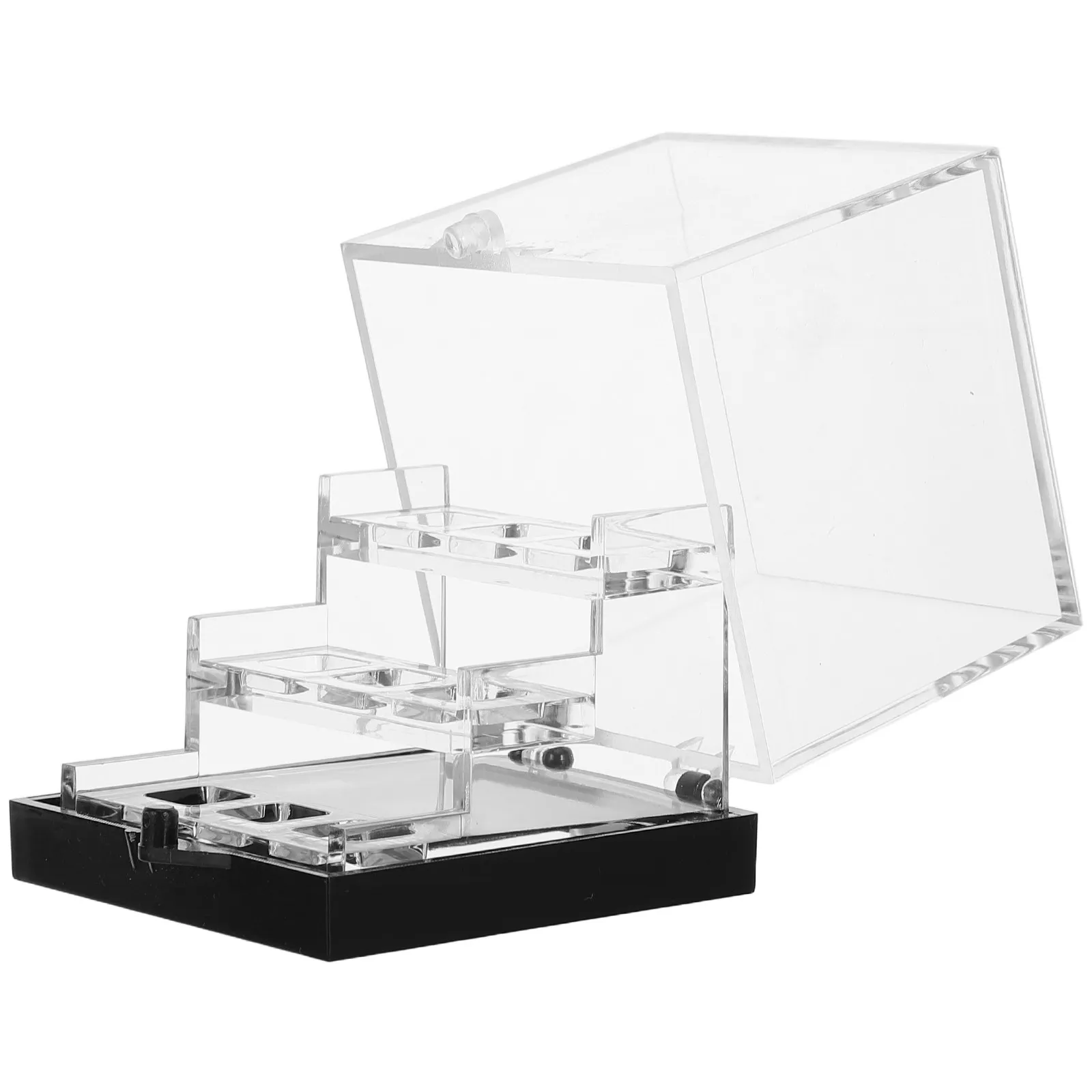 Clear Display Case 3 Tiers Acrylic Mineral Storage Box Transparent Rock Crystal 2.17x2.17x2.01in