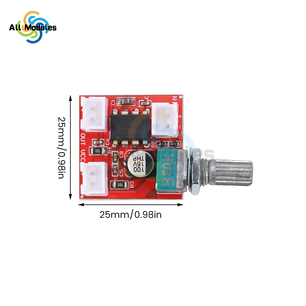 UTC2822 Mono Channel Amplifier Board BTL Sound Amp Module DC 1.8-12V 2W Audio Amplifier