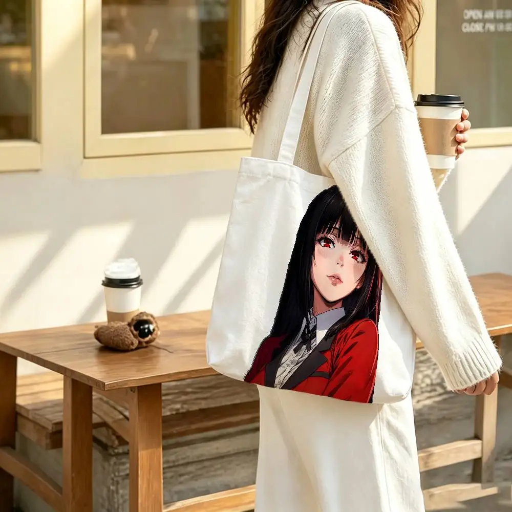 Anime Y-Yumeko Jabami K-Kakegurui Bedruckte Tasche Öko-Einkaufstasche aus Baumwolle und Jute Wiederverwendbare Tasche Faltbare wiederverwendbare Stofftasche