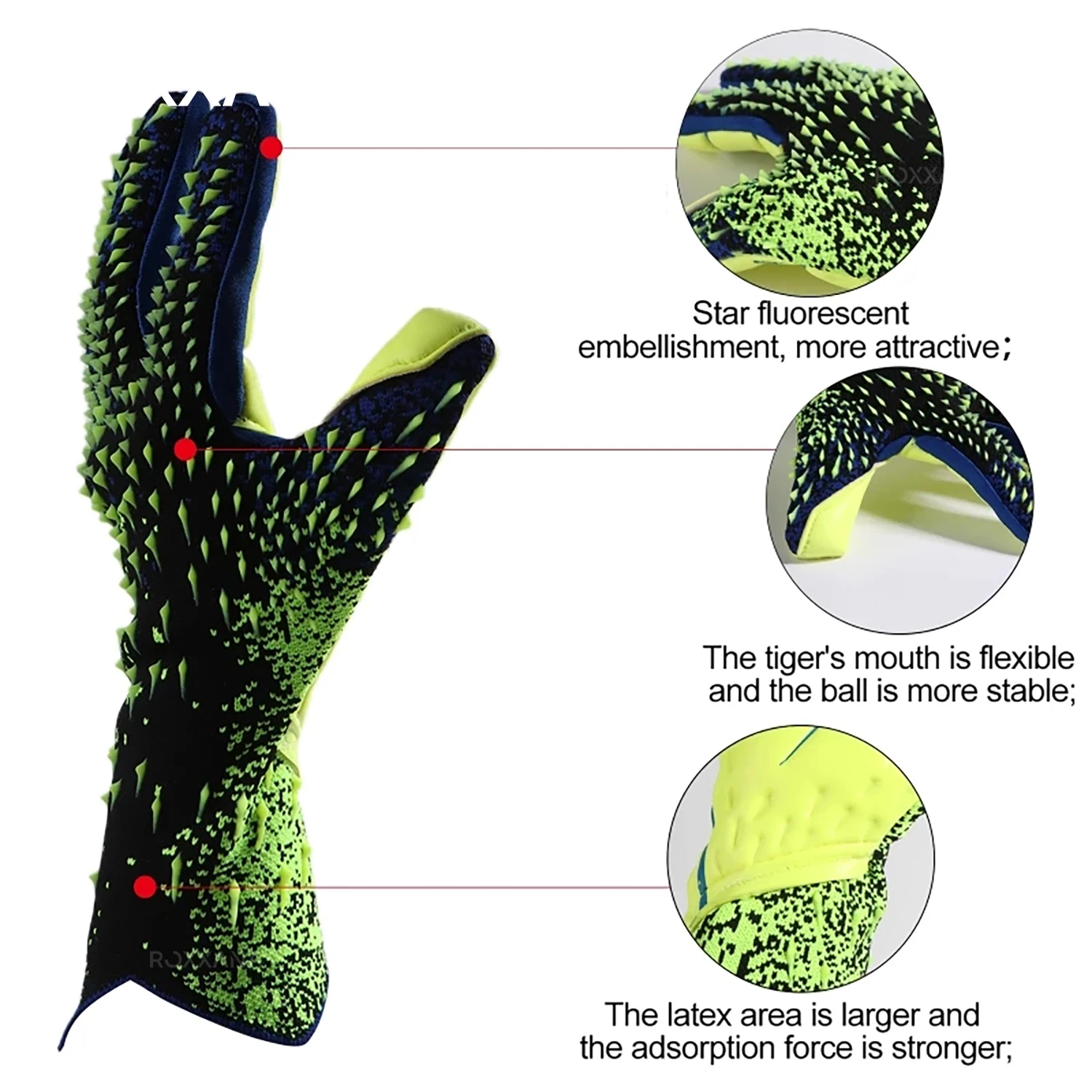 

ROXXANA Goalie Gloves Soccer Finger Protection For Kids/Youth/Adults Full Finger Protection Soccer Football Goalkeeper Gloves