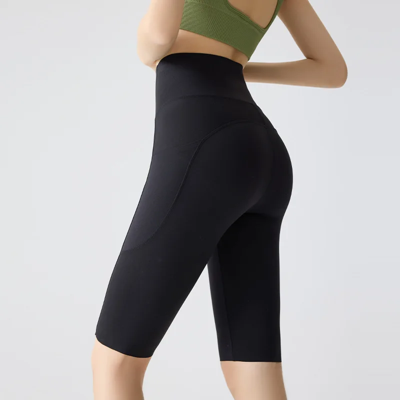 Lightweight Pocket High Rise 5 Inch Shark Biker Shorts Women Outer Wear Jogging Street Pilates Fitness Training Sport Bottoms