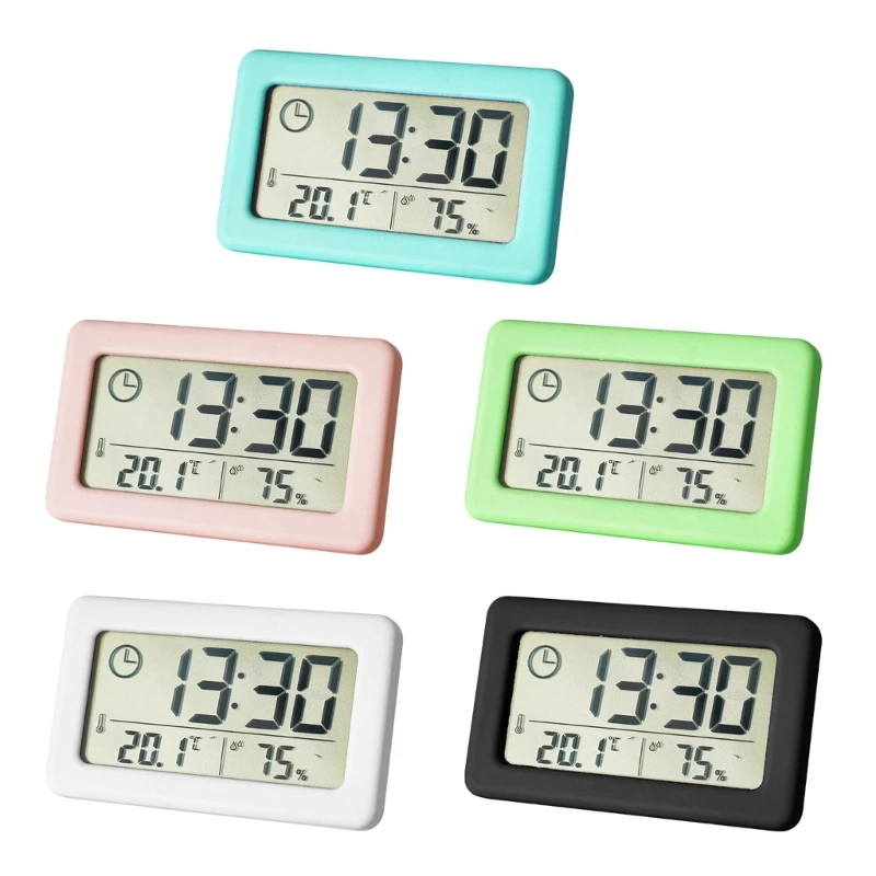 Thin Digital Hygrometer Thermometers Wall Clock for Home Or Office Use Dropship