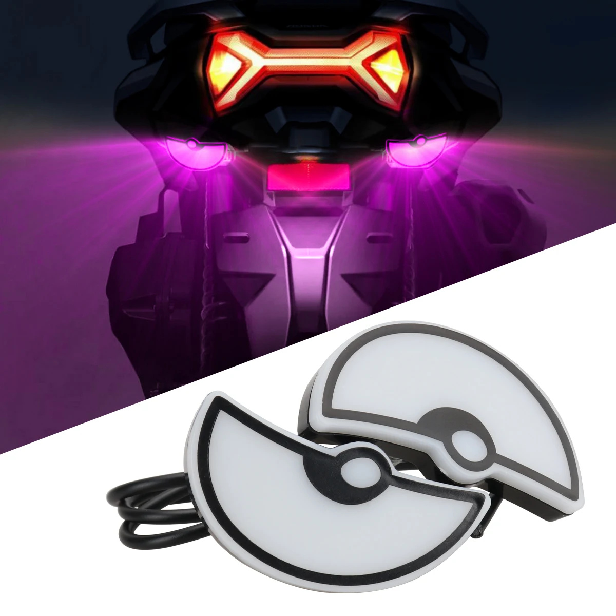 

1Pair Motorcycle LED Semicircle Devil's Eye Lights Dynamic Rear Tail Lamp Decoration Mini Eagle Eye Lamp Car Exterior Accessorie