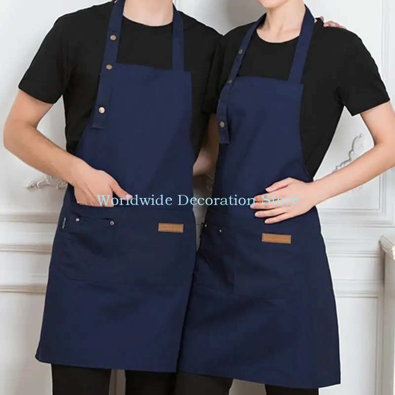 Q39B Canvas Kitchen Apron Woman Men Chef Work Apron New Fashion Aprons for Home Kitchen Grill Restaurant Bar Shop Cafes Beauty