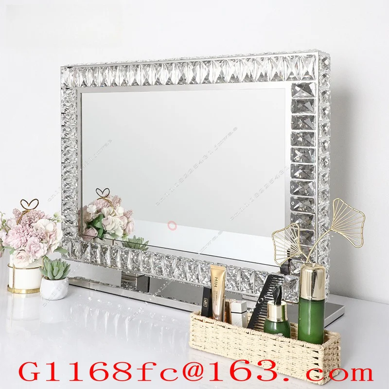 Diamond Household Illuminated Desktop Vanity Mirror, Desktop Large Mirror