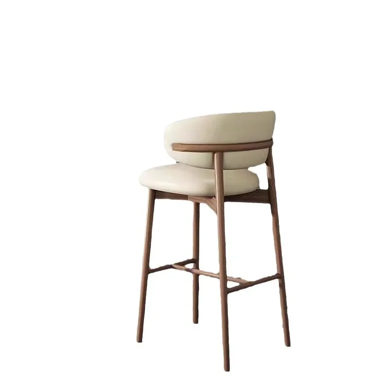 

Household Island Scandinavian high-end Italian dining chair Wabi Sandy wind solid wood high chair Minimalist bar Cafe Bar chair