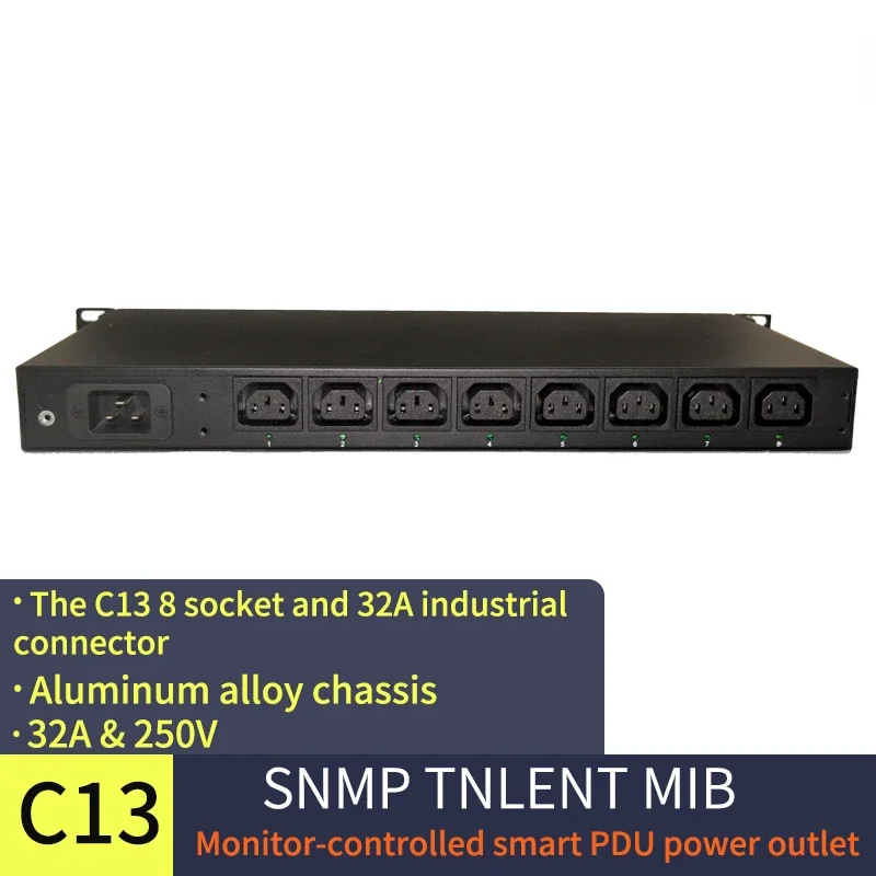 Rack-mounted intelligent PDU cabinet socket 8-port C13 HTTP SSH SNMP TELNET protocol multi-user LAN management power supply