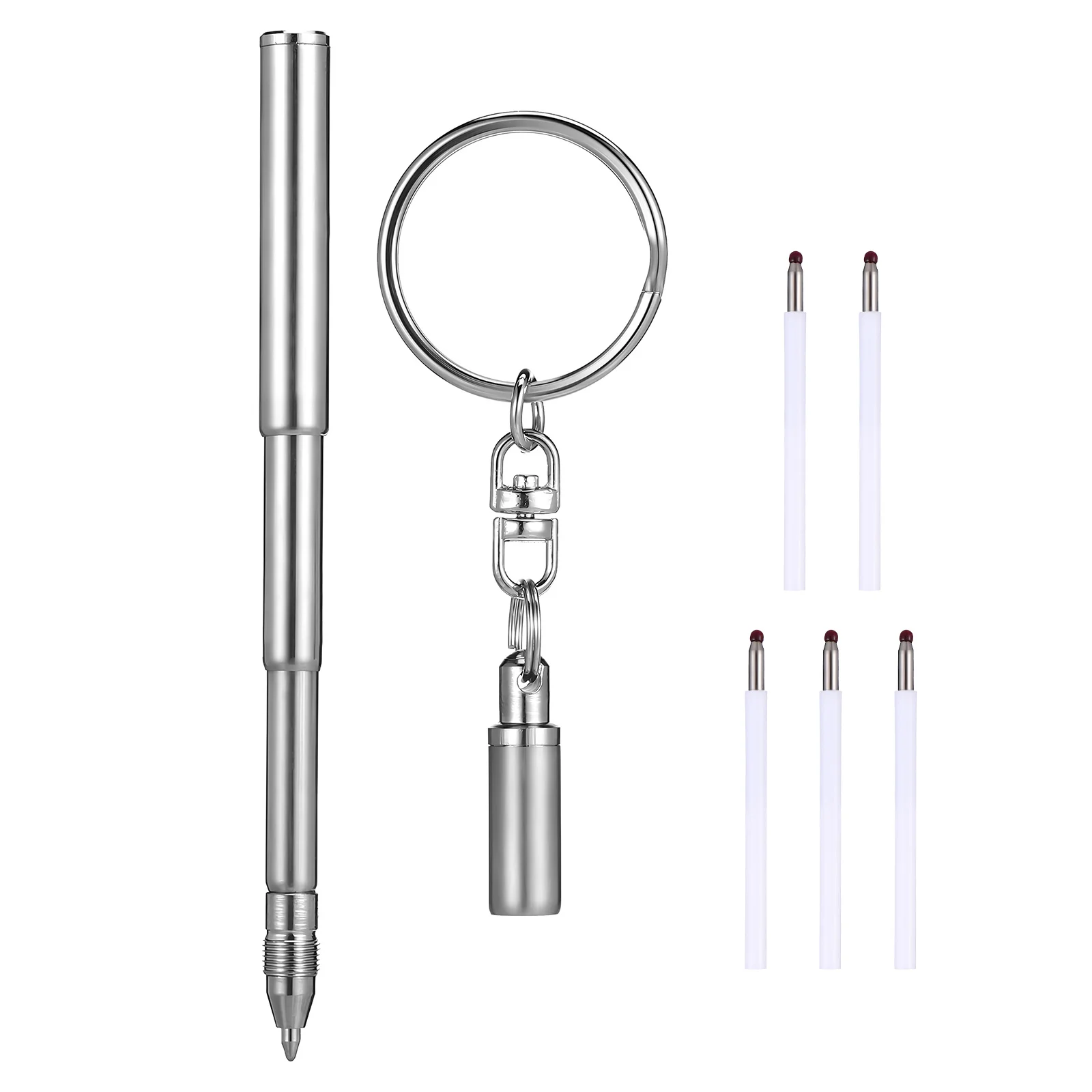 

Telescoping Pen Set Stainless Steel Retractable Keychain Ballpoint for on-The-Go Writing Tiny Pen Portable Mini Pens