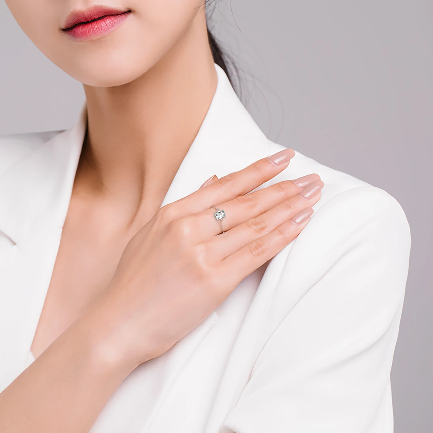 Modian 100% prawdziwe 925 Sterling Silver owalny cyrkon damski pierścionek regulowany łańcuszek Link Rings dla kobiet biżuteria ślubna na prezent — zdjęcie 3