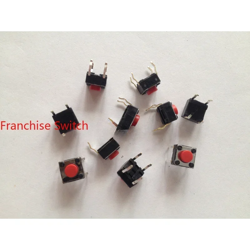 10PCS SKHHARA010 TACT SWITCH VERTICAL 4-PIN MICRO BUTTON 6*6*5MM RED HANDLE