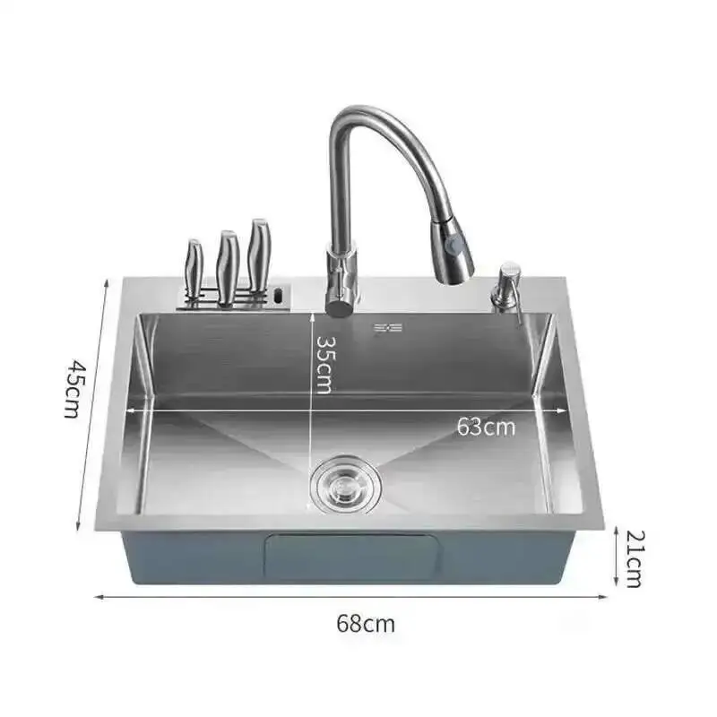 

Sinks Modern Kitchen Stainless Steel for Restaurant Thickened Brushed Single-bowl Sink Minimalist Commercial Sinks for Kitchen