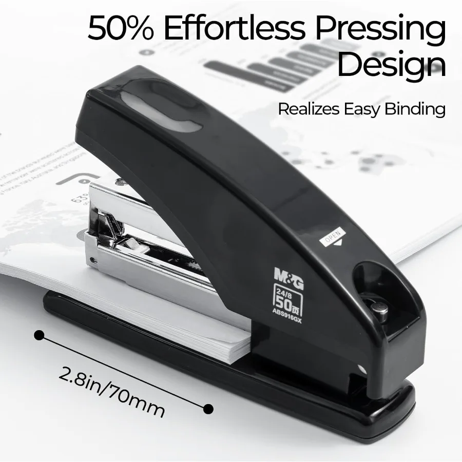 Effortless Stapler for Desk 50 Sheet Capacity Heavy Duty Desktop Stapler with 1000 Staples and Staple Remover One Finger Touch