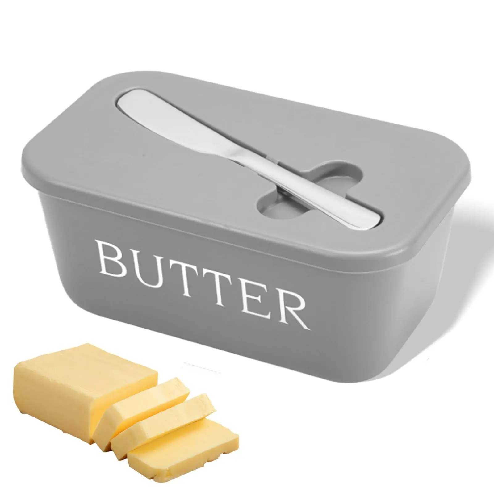 طبق زبدة حديث وبسيط مع سكين، صندوق تخزين زبدة PP ذو سعة كبيرة، منظم ثلاجة، أداة المطبخ