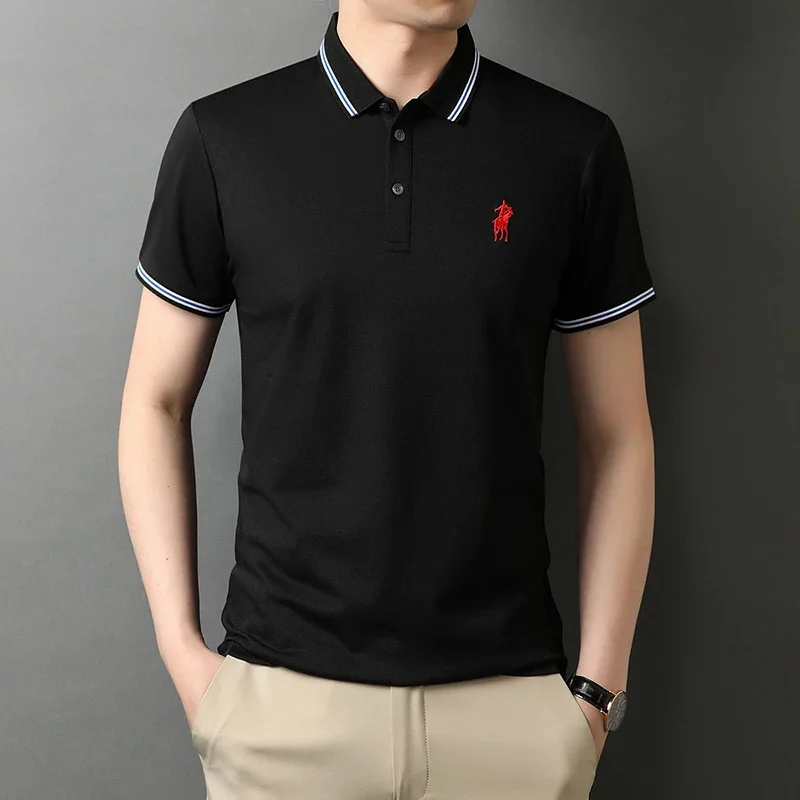 Top grade new designer logo brand summer mens polo shirts with short sleeve turn down collar casual tops fashions men clothing