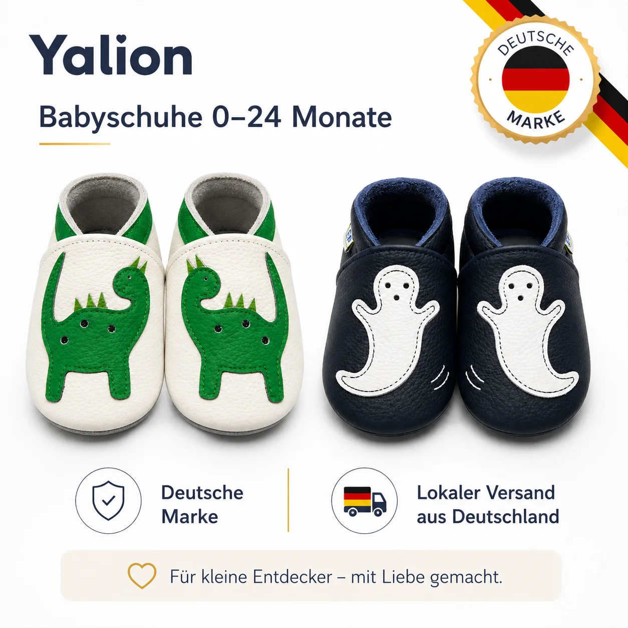 Yalion Babyschuhe aus weichem Rindsleder für Neugeborene, Booties für Babys, Jungen und Mädchen, Kleinkinder, Mokassins, Hausschuhe, Lauflernschuhe
