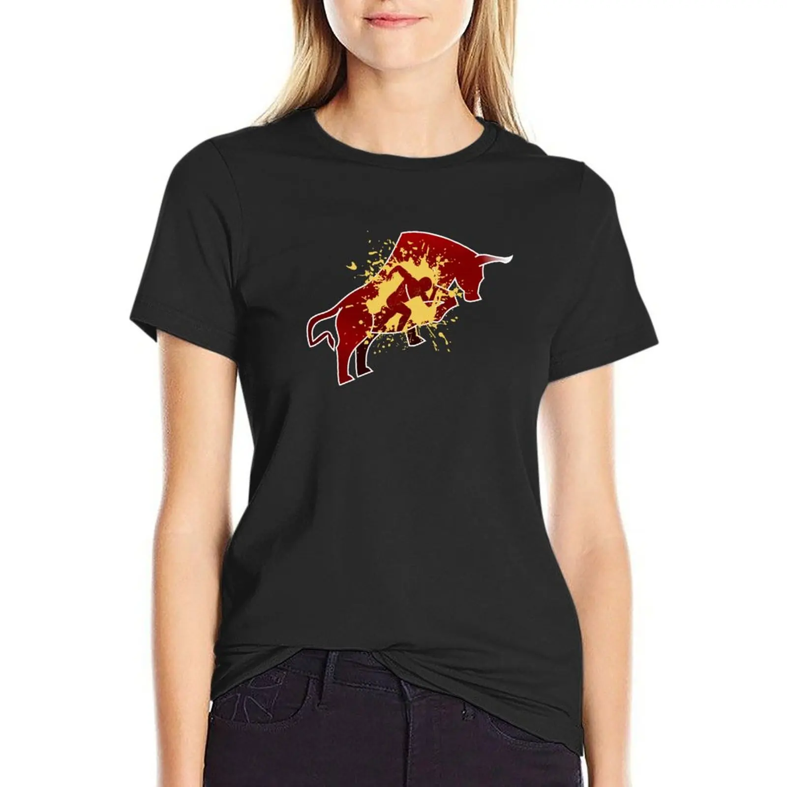 

Run Man, Run Bull T-Shirt funny oversized sweat shirts graphic tees cotton t shirts Women