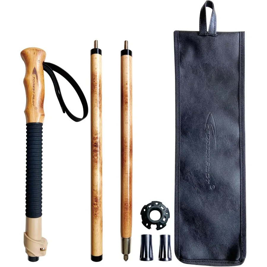 トレッキングポール - 1本入りパック - 調節可能なハイキングまたはウォーキングスティック、丈夫な天然ブナ材 - クイックアジャストフリップロック - ブナ材