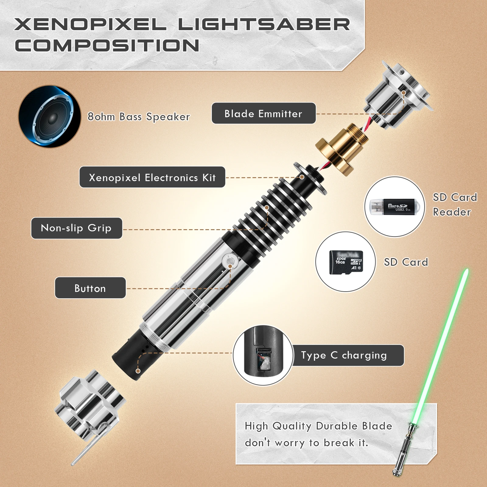 Luke Saber XRGB/Xenopixel Lightsaber Smooth Effects, Strong Blade, Battle Ready - view 5