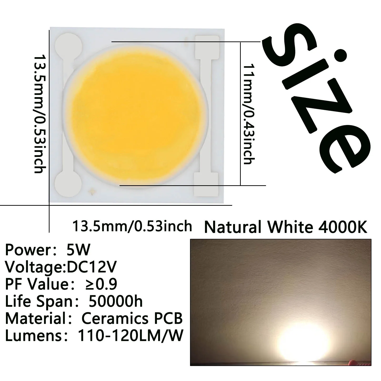 10 pcs High Brightness Ceramics PCB LED COB Chip 5W DC12V  Smart IC Light Lumens LED Chip Beads DIY For LED Spotlight Floodlight