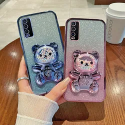 For Vivo Y20i Case Silicone Bling Electroplated TPU For VIVO Y20t  VIVO Y20s G V2027 V2032 V2038 V2129 Back Cover Bear Stand