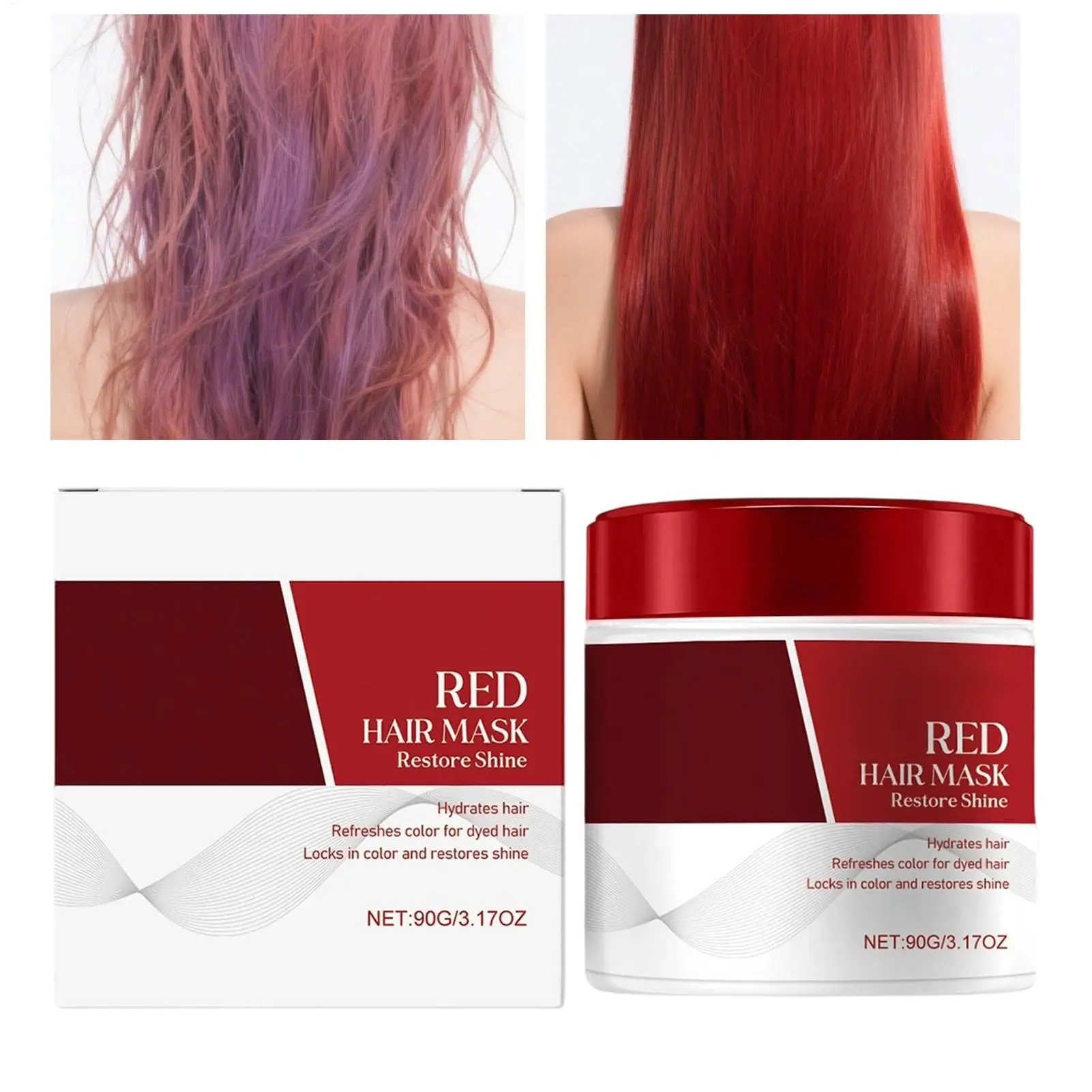 Acondicionador depósitivo de Color rojo, acondicionador profundo para el cabello, productos de cuidado Personal para extremos abiertos, cabello seco dañado, 92G