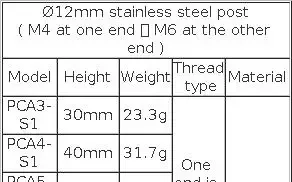 PCA-S/PCA-S1 Series Height 30-100mm Optional Stainless Steel Support Rod 12mm Lifting Adjustment Rod Optical Scientific Research