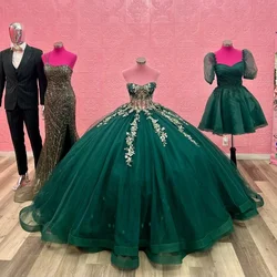 Angelsbridep Glitter Emerald Green Ball Gown 15 Year Old Quinceanera Dresses Lace Up Girls Prom Party Dress Vestidos De Festa