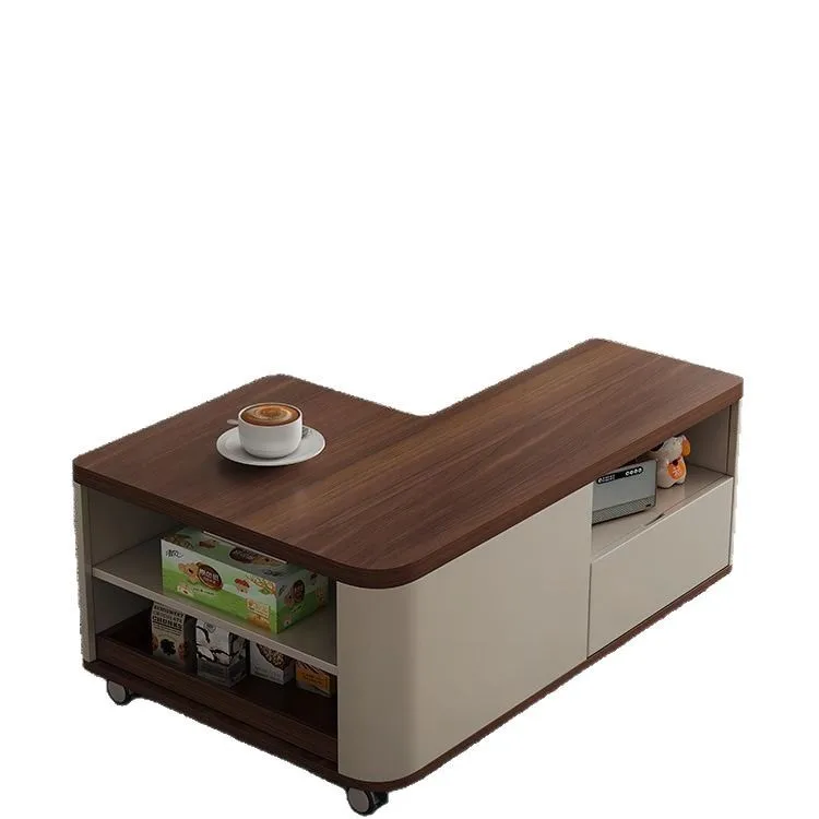 

Simple side few multi-function accompanying cart solid wood surface coffee table living room home