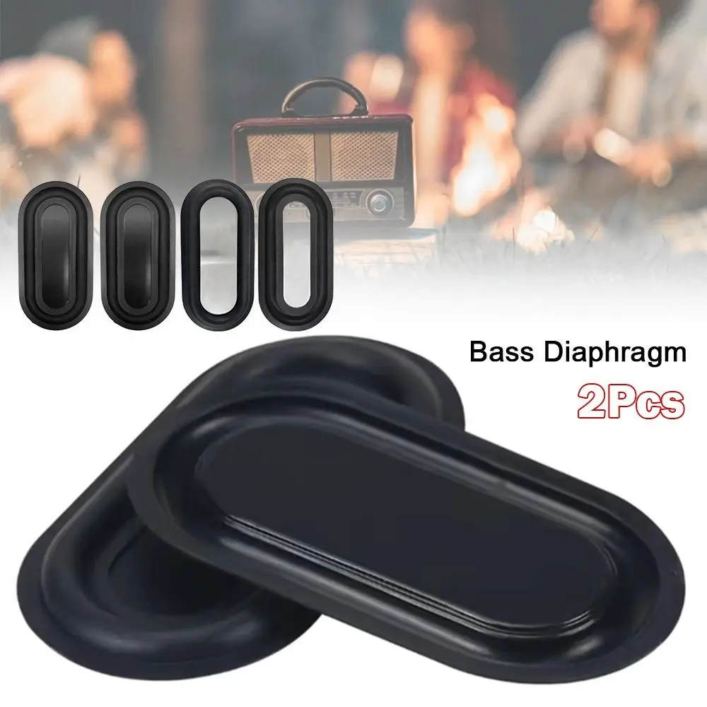 2Pcs Durable Oval Shape Bass Diaphragm Black 2040-6090 Speaker Rubber Plate Rubber Passive Radiator Audio Bass Enhancement