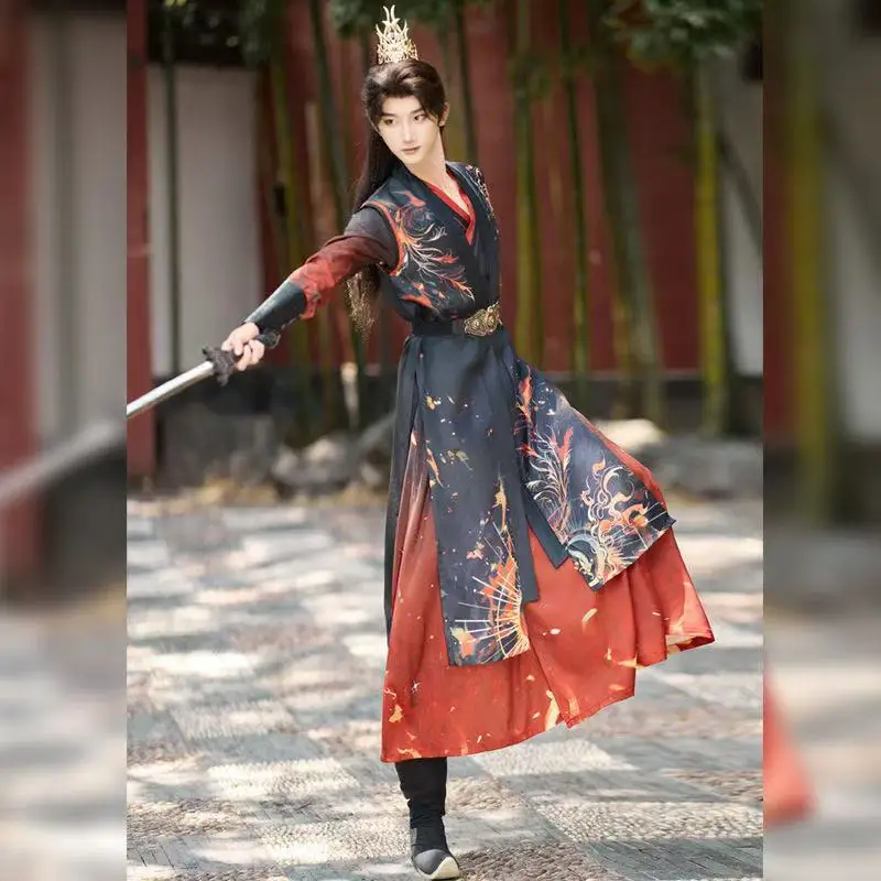 XXXL Large Size Hanfu Men Women Traditional Song Dynasty Long Shirt Beizi Skirt Halloween Event Swordsman Cosplay Costume Suit