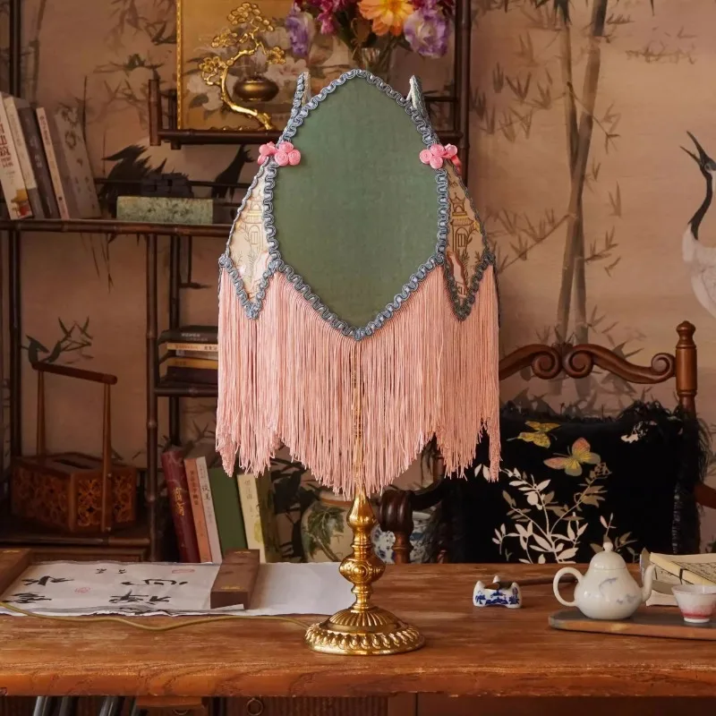 West Chamber Desk Lamp New Chinese French American Fabric Retro Living Room Bedroom Study Girly Atmosphere