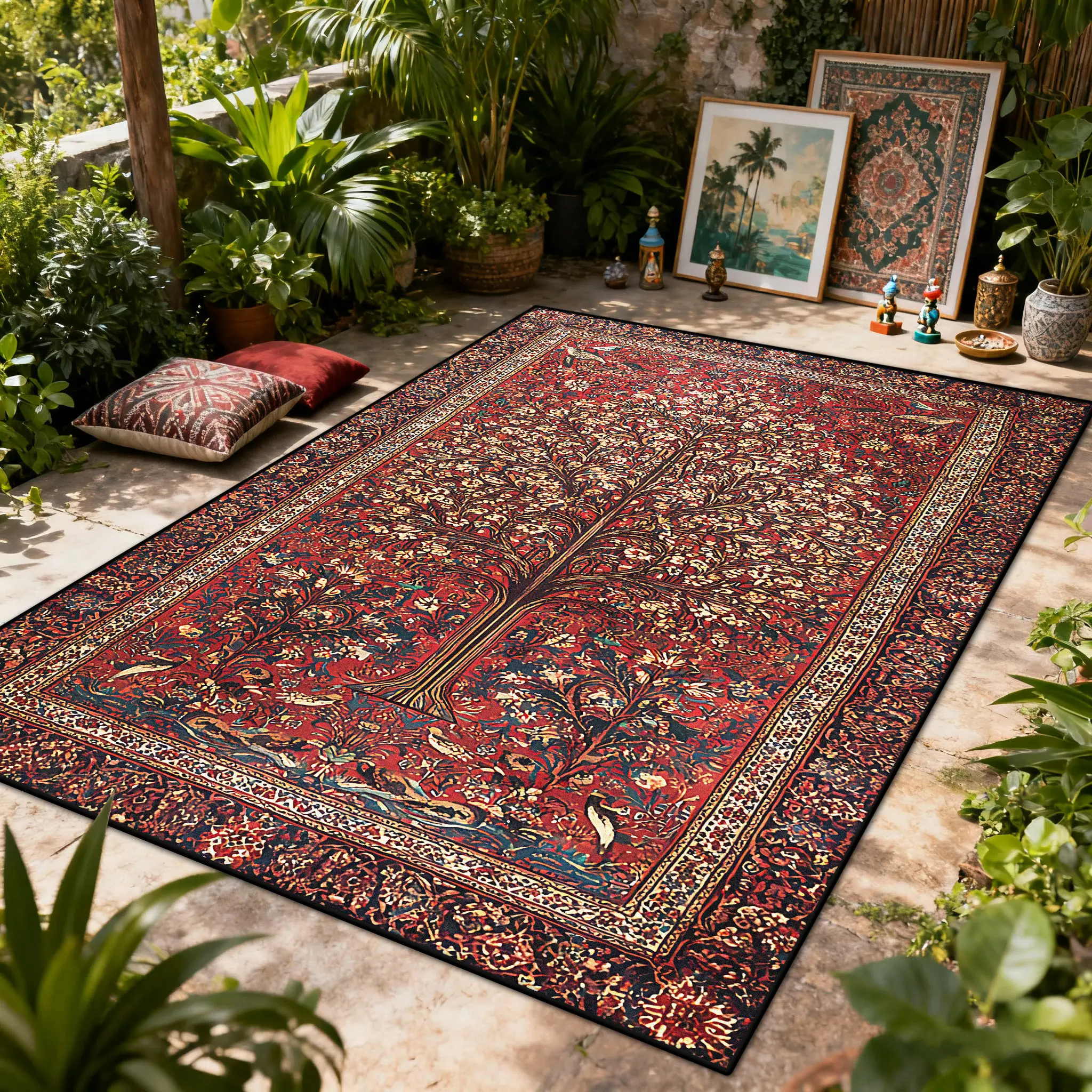 

Bohemian Luxury Outdoor Carpet Flower Decoration Retro Style Living Room Rug 200x300 Bedroom Easy Clean Washable Floor Mat Soft