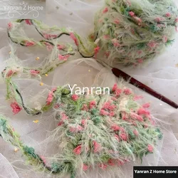 50g Garden Series Hand Mixed Knitting Yarn Green Flower Thread Handmade Crochet Stick Needle Woven Bag Hair Loop Yarn Gift Decor