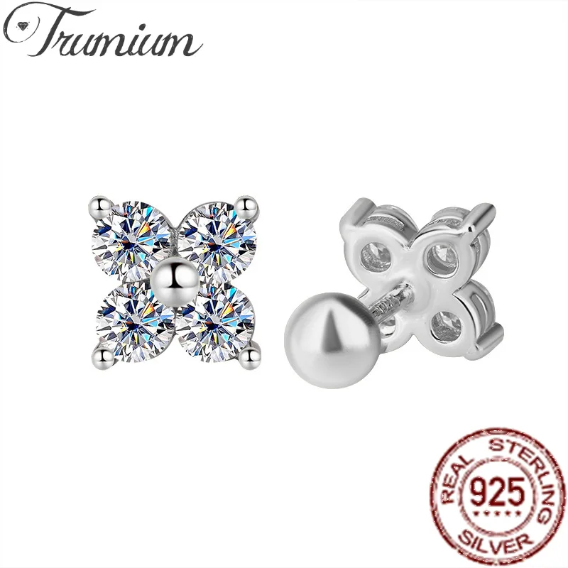 

Trumium 1.2ct 3mm Moissanite Stud Earrings For Women 925 Sterling Silver Four Diamond Ear Studs Sparkling Wedding Fine Jewelry